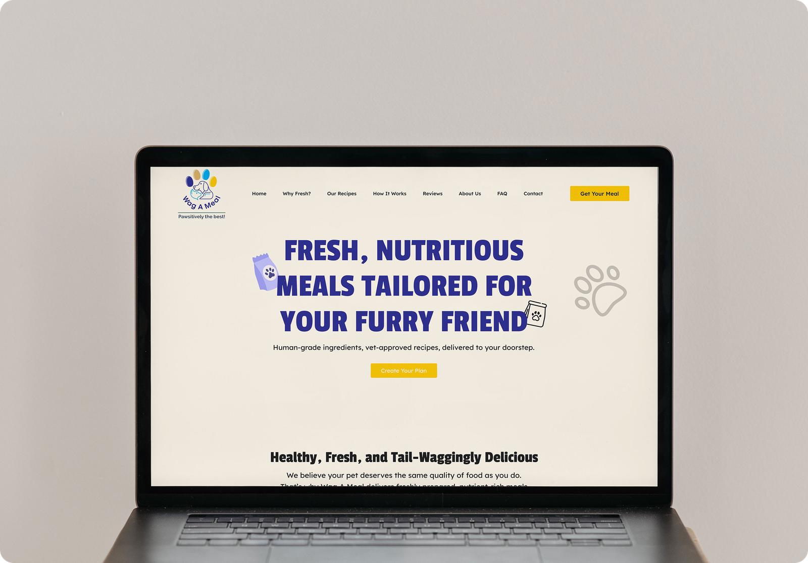 Wag A Meal website design portfolio showcasing responsive food delivery web design