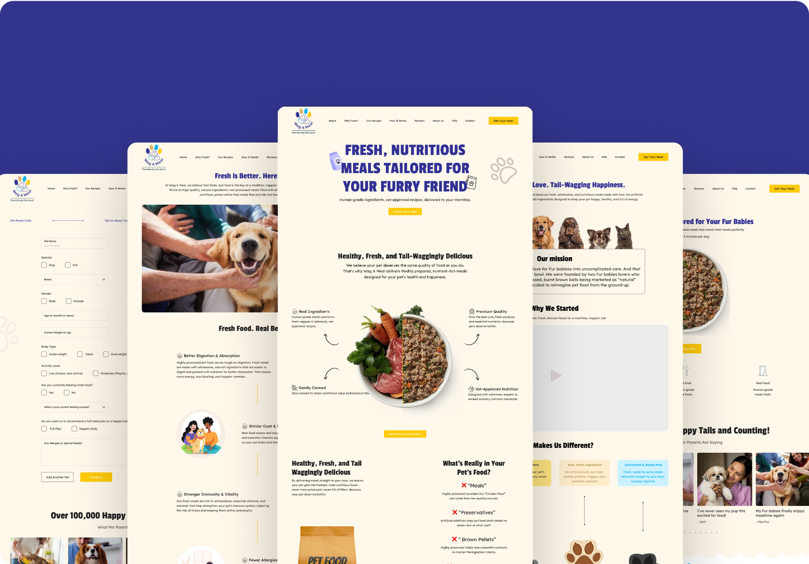 Wag A Meal website design portfolio showcasing responsive food delivery web design