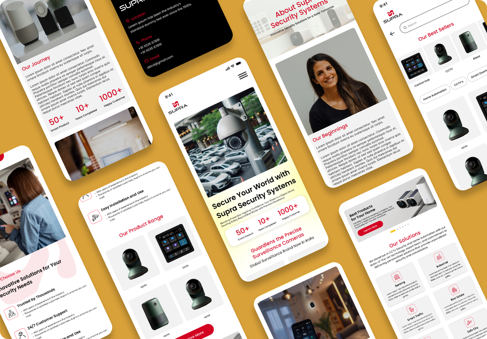 Supra Security website design portfolio for CCTV camera service provider with responsive security solutions web design