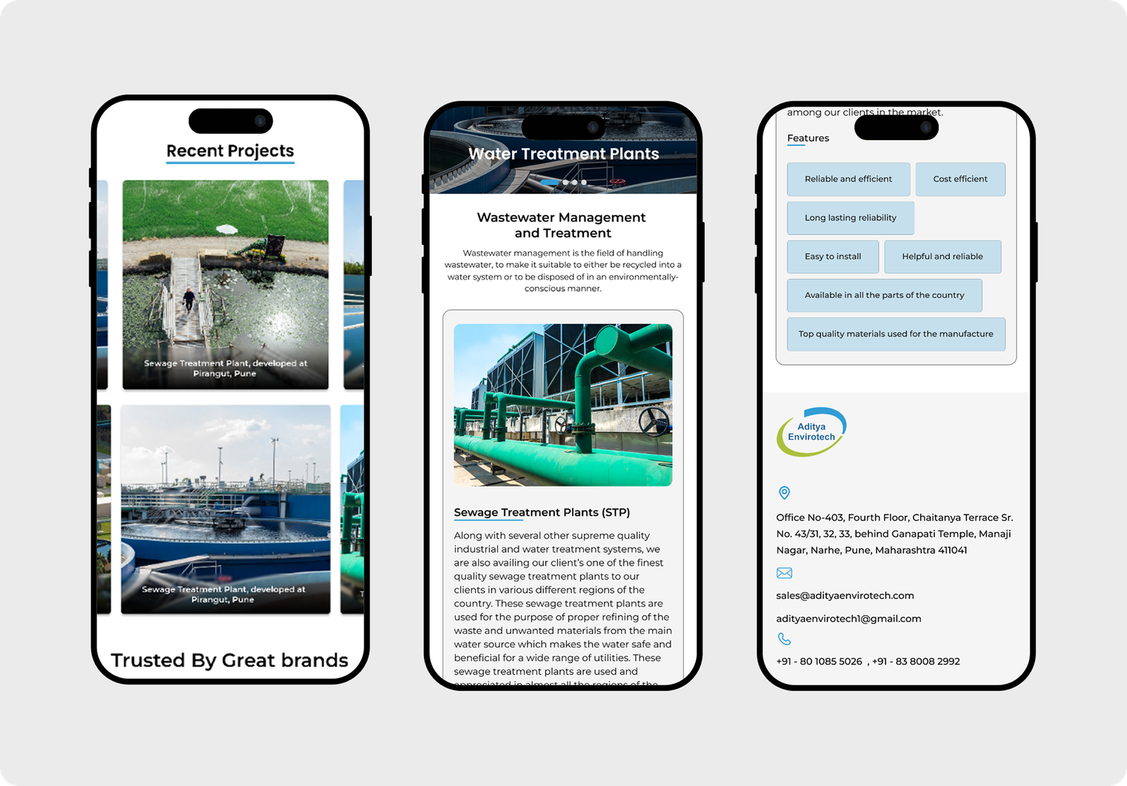 Aditya Envirotech website design portfolio showcasing responsive cleaning service web design