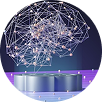Futuristic brain-shaped network of nodes and lines above digital platforms, symbolizing innovative digital marketing, branding, and AI-powered SEO solutions by Xefora Tech in Pune
