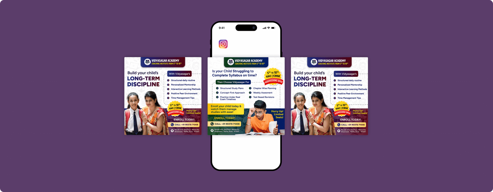 Vidyasagar Academy Pune website design portfolio for MPSC, JEE, MES, and school coaching classes from 5th to 10th standard
