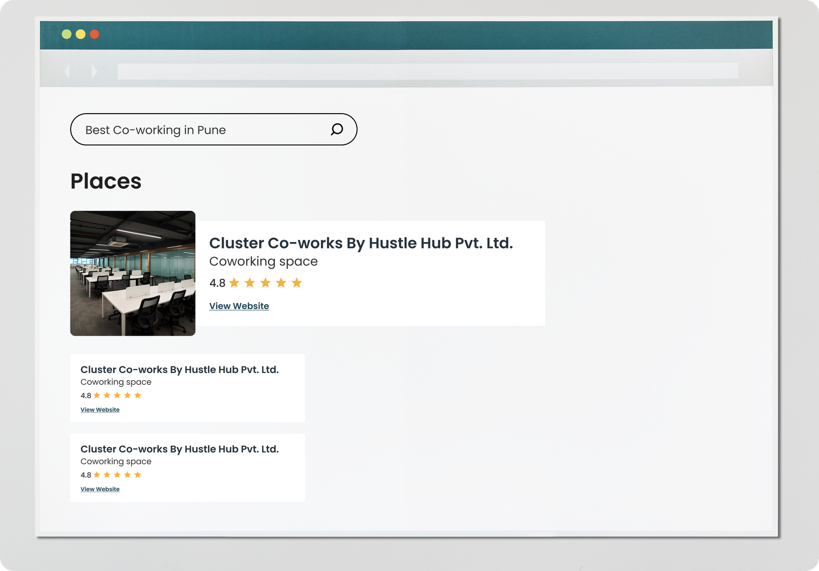SEO portfolio for Cluster CoWorks showcasing digital marketing results for coworking space