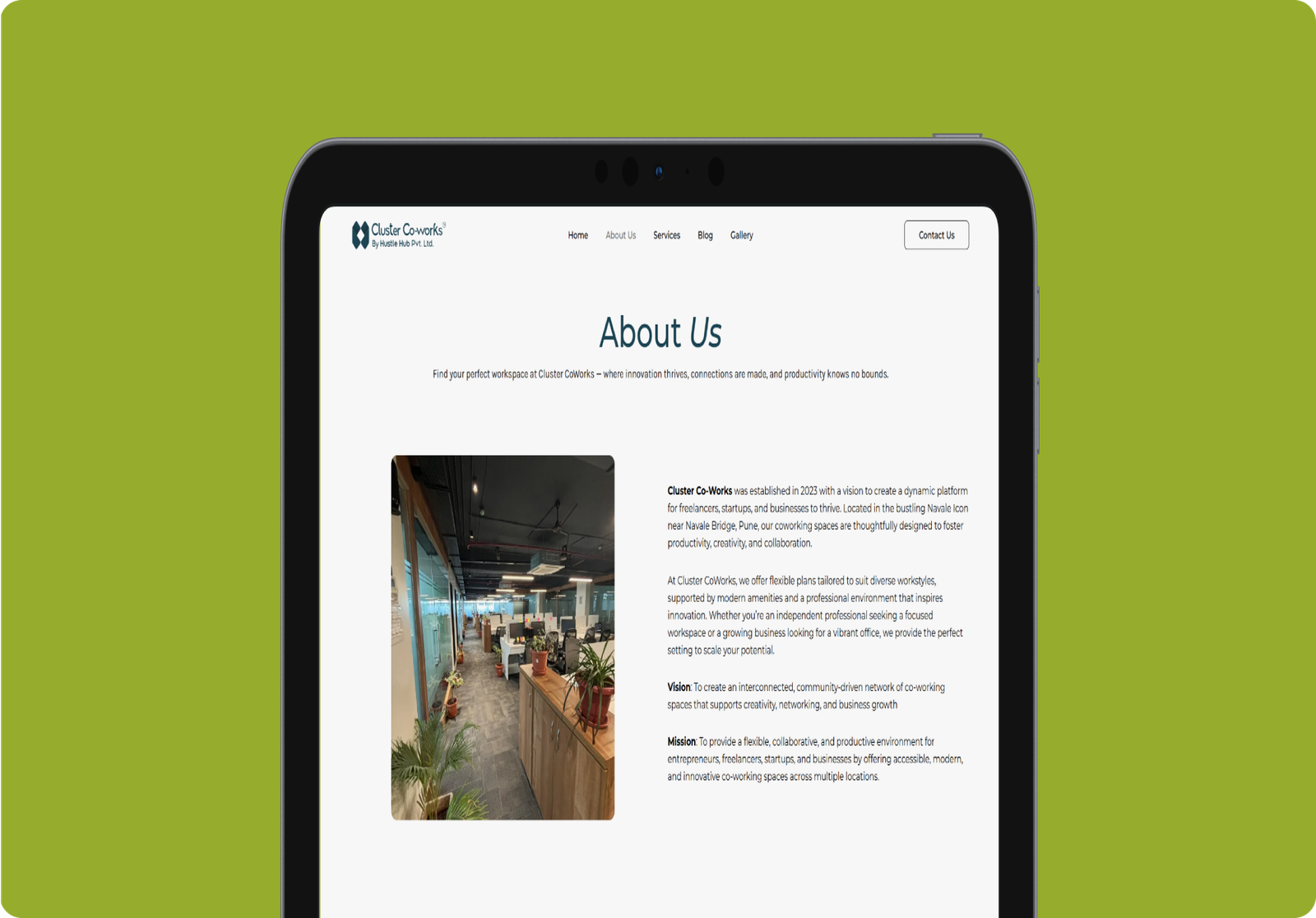 SEO portfolio for Cluster CoWorks showcasing digital marketing results for coworking space