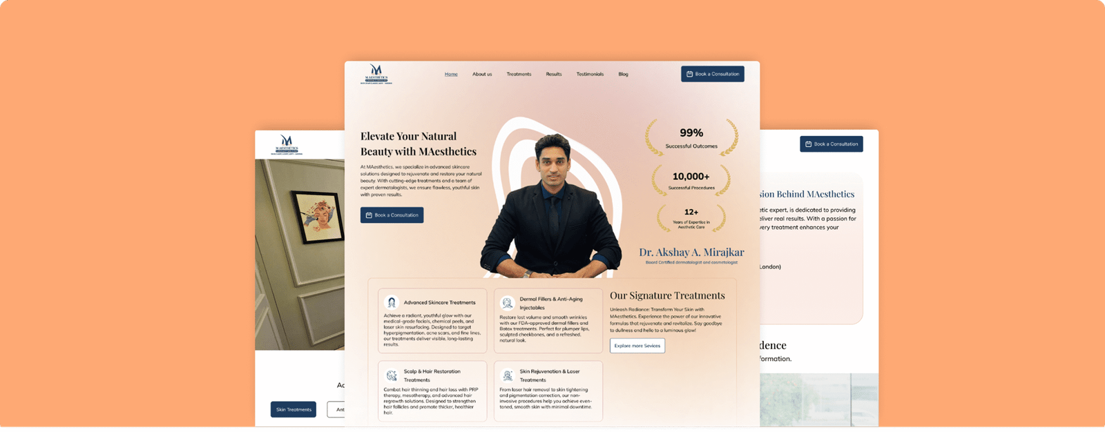 Digital marketing and SEO portfolio for M Aesthetics skincare clinic showcasing beauty and aesthetics SEO results