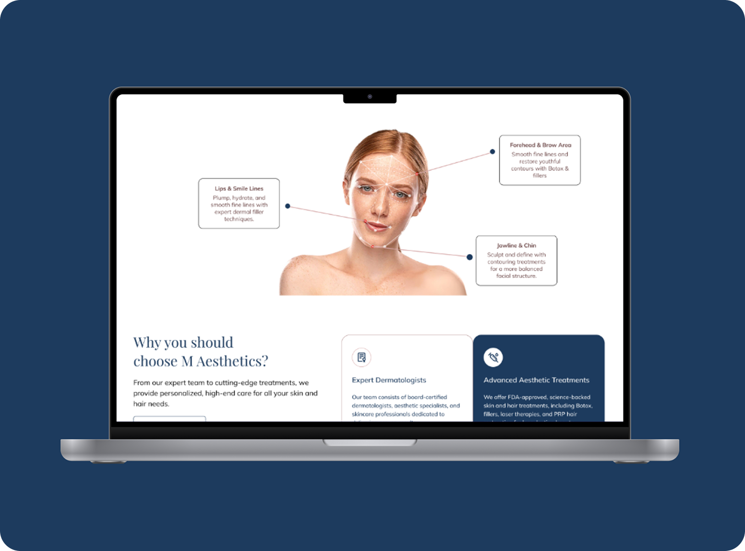 Digital marketing and SEO portfolio for M Aesthetics skincare clinic showcasing beauty and aesthetics SEO results