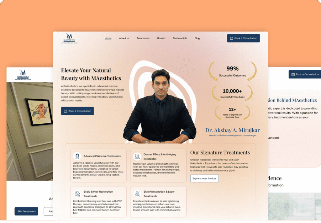 Digital marketing and SEO portfolio for M Aesthetics skincare clinic showcasing beauty and aesthetics SEO results