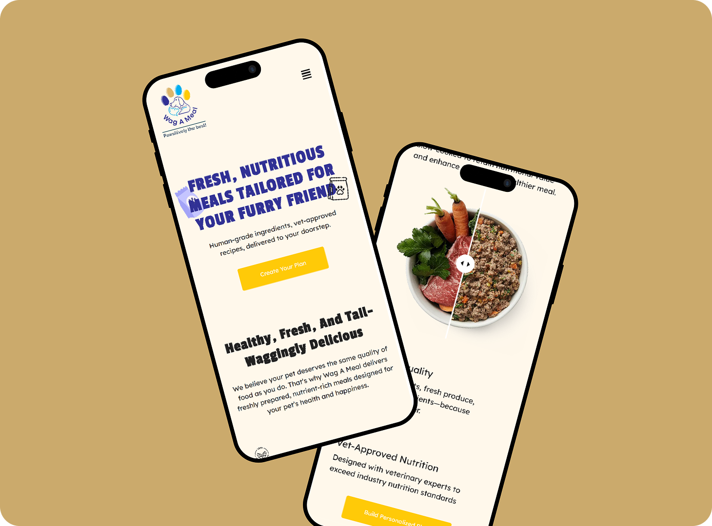 Wag A Meal website design portfolio showcasing responsive food delivery web design